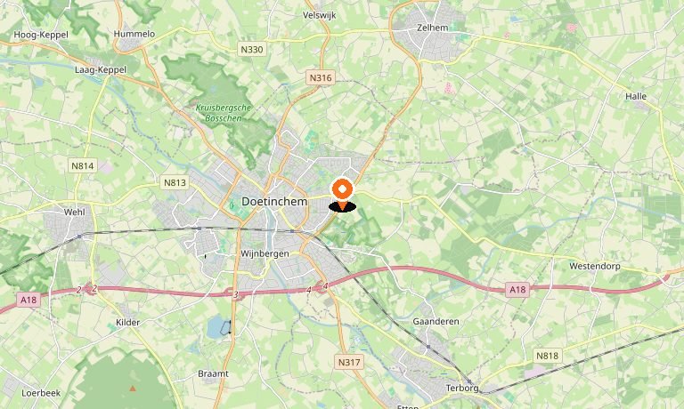 Kaart van Doetinchem en omgeving