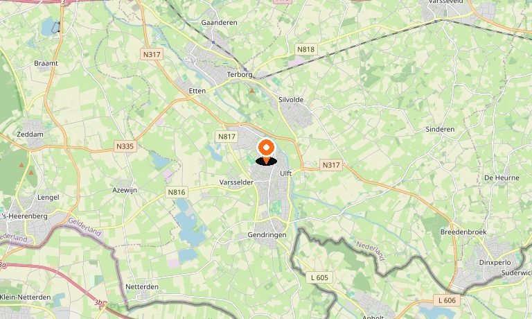 Kaart van Ulft en omgeving