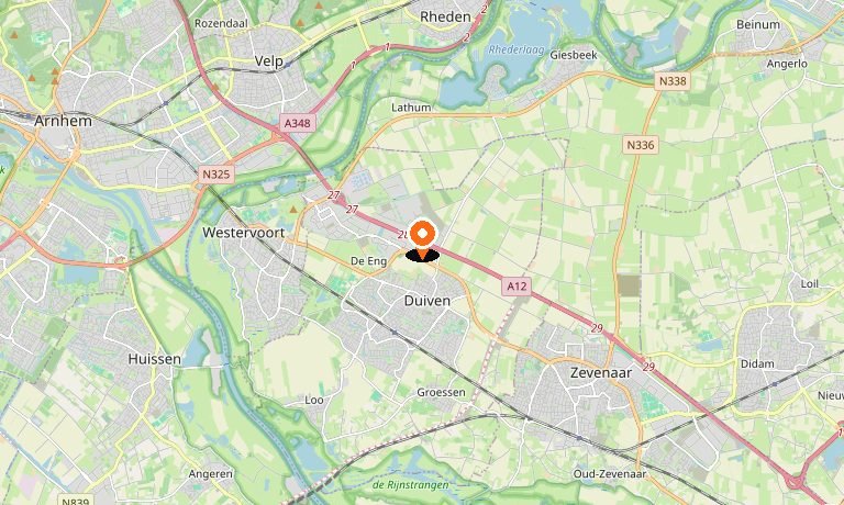 Kaart van Duiven en omgeving