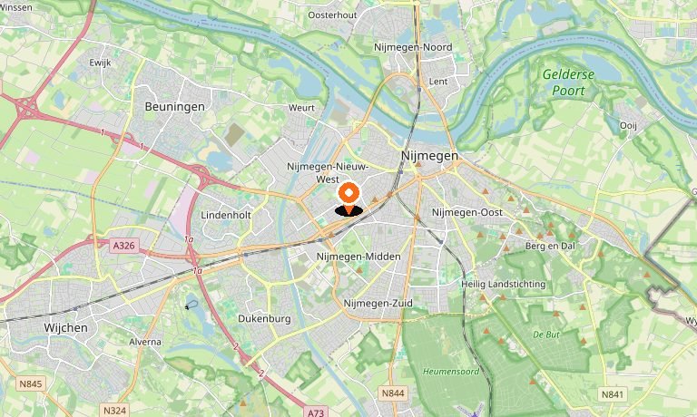 Kaart van Nijmegen en omgeving