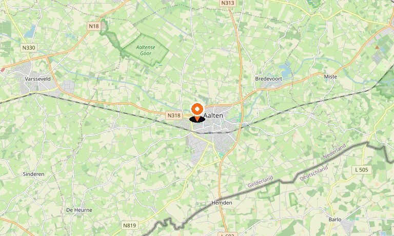 Kaart van Aalten en omgeving